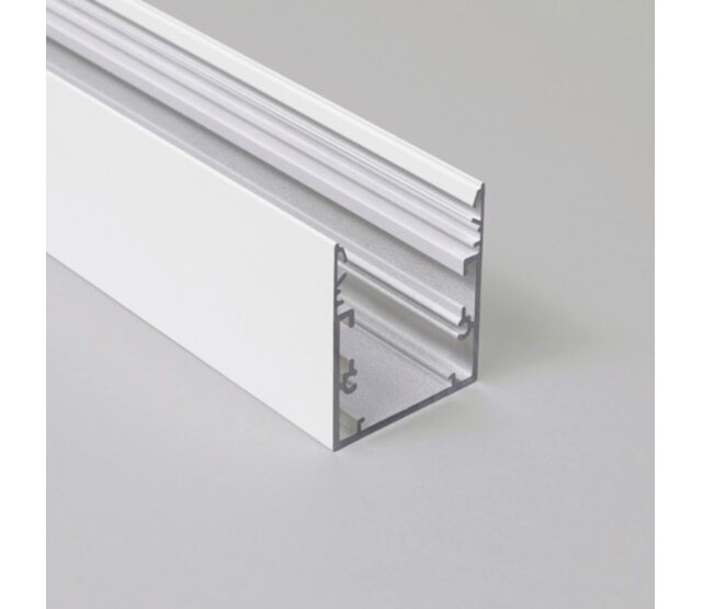 LED Aluminium-Profil XXL 3 Meter mit Abdeckung 53 x 53 mm – Modell XL53WIT, passend für alle LED-Streifen, inklusive milchig-opaler Polycarbonat-Abdeckung, 300 cm Länge