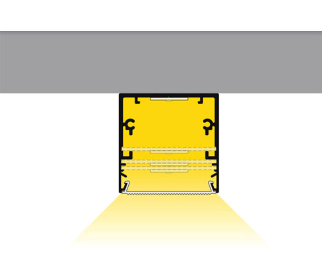 LED Aluminium-Profil XXL 3 Meter mit Abdeckung 53 x 53 mm – Modell XL53WIT, passend für alle LED-Streifen, inklusive milchig-opaler Polycarbonat-Abdeckung, 300 cm Länge