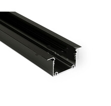LED XXL Einbauprofil 2 Meter mit Abdeckung 77 mm x 36 mm – XL70ZWART | Hochwertiges Aluminiumprofil für LED-Streifen, diffuses Licht, ideal für Decken- oder Wandmontage, inklusive Opalabdeckung