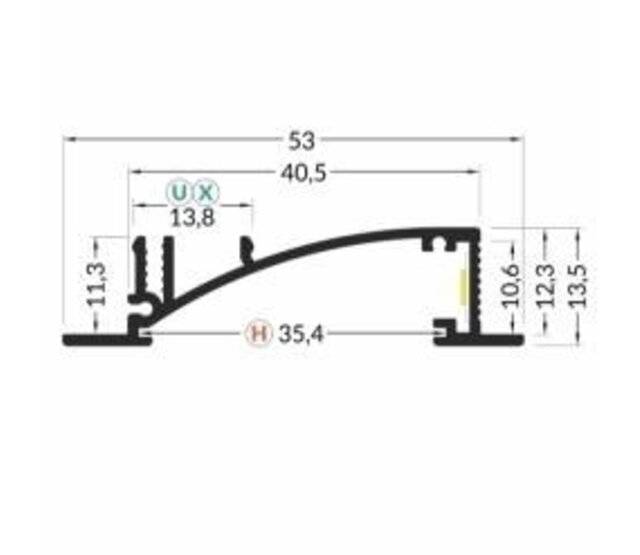 Schwarzes LED-Einbauprofil 4 Meter, 53 mm x 13,5 mm, für LED-Streifen, Aluminium, F8SCHWARZ, inkl. Diffusor, ideal für indirekte Beleuchtung, Decken- oder Wandmontage Schwarzes LED-Einbauprofil 4 Meter, 53 mm x 13,5 mm, für LED-Streifen, Aluminium, F8SCHWARZ, inkl. Diffusor, ideal für indirekte Beleuchtung, Decken- oder Wandmontage