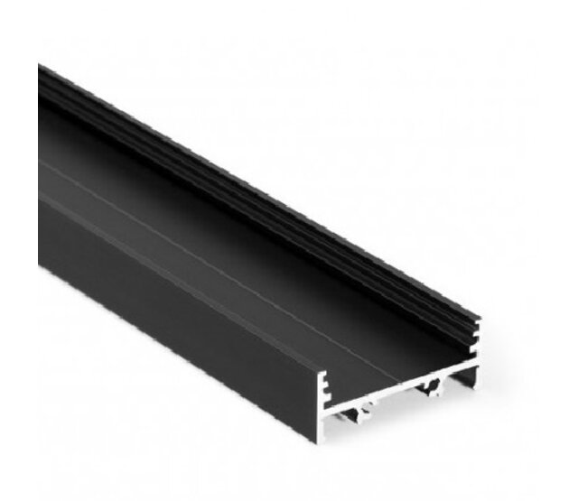 Schwarzes XL LED-Aluminiumprofil 3 Meter mit niedriger Abdeckung 33,4mm x 12,8mm – XL10ZWART für LED-Streifen, optimale Wärmeableitung, hochwertige Verarbeitung, ideal für Innenbeleuchtung