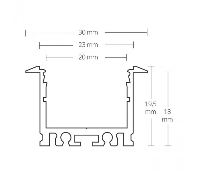 2m Aluminium LED-Einbauprofil mit flacher Abdeckung 30x23 mm für LED-Streifen – XLinbouw08ALU, hochwertige Montageleiste für indirekte Beleuchtung, präzise Verarbeitung, ideal für Wohn- und Gewerberäume 2m Aluminium LED-Einbauprofil mit flacher Abdeckung 30x23 mm für LED-Streifen – XLinbouw08ALU, hochwertige Montageleiste für indirekte Beleuchtung, präzise Verarbeitung, ideal für Wohn- und Gewerberäume