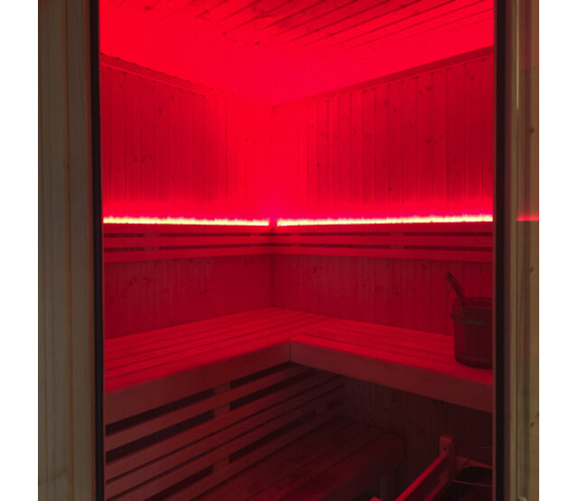 Komplettes Set LED Streifen RGBWW für Saunen, IP65, 24V DC, 5 Meter, 24V Gleichstrom, 5m Länge, hochwertige RGBWW-Beleuchtung, wasserdicht, ideal für Sauna und Wellnessbereich