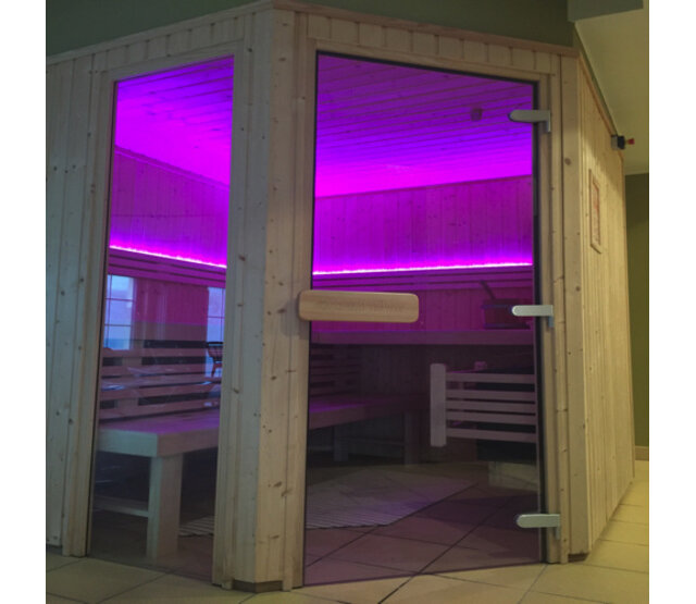 Komplettes Set LED Streifen RGBWW für Saunen, IP65, 24V DC, 5 Meter, 24V Gleichstrom, 5m Länge, hochwertige RGBWW-Beleuchtung, wasserdicht, ideal für Sauna und Wellnessbereich