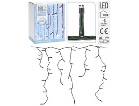 LED Eiszapfen Weihnachtsbeleuchtung Weiß 180 LEDs 6m mit 8 Leuchtmodi