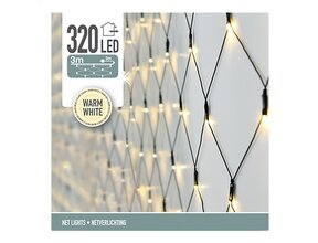 LED Lichternetz 320 LEDs warmweiß 3m – grünes Kabel, Weihnachtsbeleuchtung