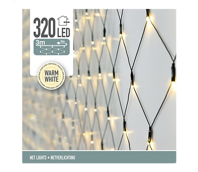 Netzförmige Weihnachtsbeleuchtung mit 320 warmweißen LEDs, 3 Meter LED Streifen, grünes Kabel, 24V Niedervolt, IP44 spritzwassergeschützt, für Innen- und Außendekoration Netzförmige Weihnachtsbeleuchtung mit 320 warmweißen LEDs, 3 Meter LED Streifen, grünes Kabel, 24V Niedervolt, IP44 spritzwassergeschützt, für Innen- und Außendekoration