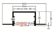 LED Trockenbauprofil XL30TrimlessALU – 33,4 × 21 mm, 2 m, mit opaler Klick-Abdeckung | Trimless-Optik für extra breite LED Streifen bis 31 mm