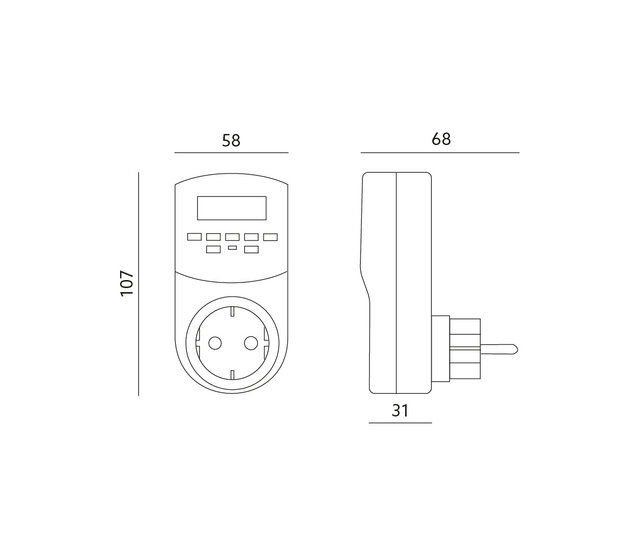 Digitale programmierbare Zeitschaltuhr 230V, 16A, IP20 mit Wochen- und Tagesprogrammierung – ideal für LED Streifen und LED-Panels in Wohn- und Gewerberäumen