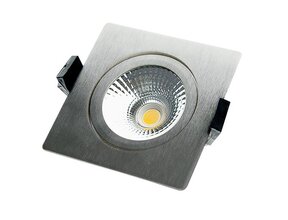 Quadratischer LED Einbaustrahler Edelstahl - schwenkbar - 5W 2700K extra warmweiß - Lochmaß 75mm - IP54