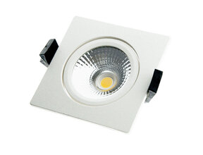Quadratischer schwenkbarer LED Einbaustrahler Weiß – 5W, 2700K extra warmweiß, Ø 75mm, IP54