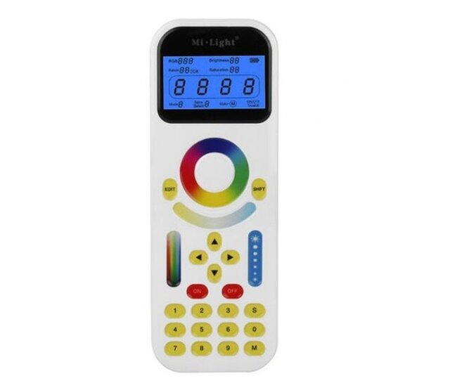 FUT090 Milight Multi-LED-Fernbedienung für 99 Zonen – Steuerung von LED-Streifen, RGBW-Lampen & Leuchten, kompatibel mit 2,4 GHz, Reichweite bis 20 Meter, dimmbar, ideal für Smart-Home-Lichtsysteme FUT090 Milight Multi-LED-Fernbedienung für 99 Zonen – Steuerung von LED-Streifen, RGBW-Lampen & Leuchten, kompatibel mit 2,4 GHz, Reichweite bis 20 Meter, dimmbar, ideal für Smart-Home-Lichtsysteme