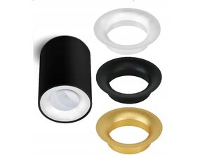 Schwarzer Aufbau-Spot Ø 80/100mm – GU10 – inkl. 3 Innenringe – 1903SCHWARZ TRIO