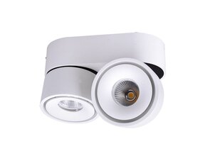 Doppelte schwenkbare LED Deckenspot, Weiß, Ø 161x82 mm, 10W, 3000K Warmweiß - 1804WEISS-DUO