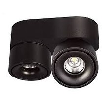 Schwenkbare Doppel-LED-Aufbauleuchte Schwarz Ø 161 x 82 mm - 2x8 Watt - 3000K Warmweiß - LED-Aufbaustrahler - 1804SCHWARZ-DUO