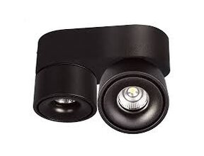 Doppelte LED-Aufbauleuchte schwenkbar Schwarz Ø161x82mm 8W 3000K – 1804SCHWARZ-DUO