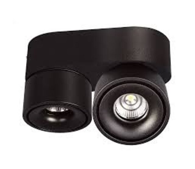 Schwenkbarer Doppel-Einbau-Spot Schwarz Ø 161 x 82 mm - 8 Watt - 3000K Warmweiß - LED-Einbaustrahler - 1804ZWART-DUO Schwenkbarer Doppel-Einbau-Spot Schwarz Ø 161 x 82 mm - 8 Watt - 3000K Warmweiß - LED-Einbaustrahler - 1804ZWART-DUO