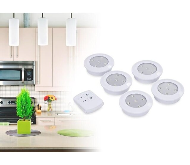 5 kabellose dimmbare LED-Spots mit Batterie und Fernbedienung
