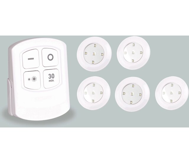 5 dimmbare LED-Spots mit Fernbedienung – Akkubetriebene Decken- oder Wandstrahler, energieeffizient, warmweiß/kaltweiß, IP44 wasserfest, einfach montierbar, ideal für Wohnräume oder Außenbereiche 5 dimmbare LED-Spots mit Fernbedienung – Akkubetriebene Decken- oder Wandstrahler, energieeffizient, warmweiß/kaltweiß, IP44 wasserfest, einfach montierbar, ideal für Wohnräume oder Außenbereiche