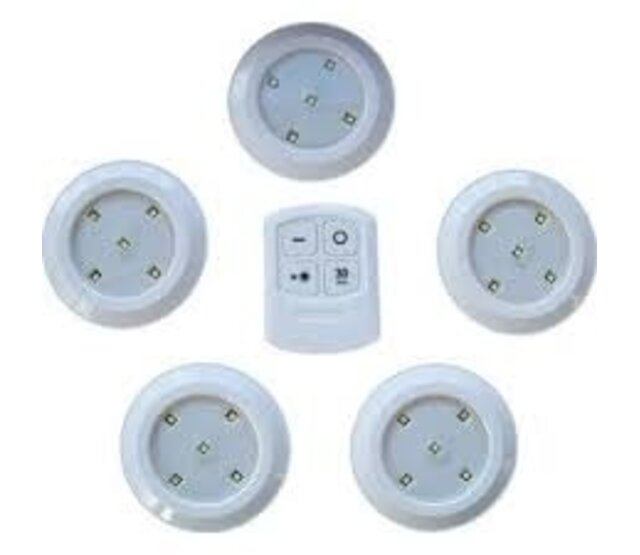 5 kabellose dimmbare LED-Spots mit Batterie und Fernbedienung