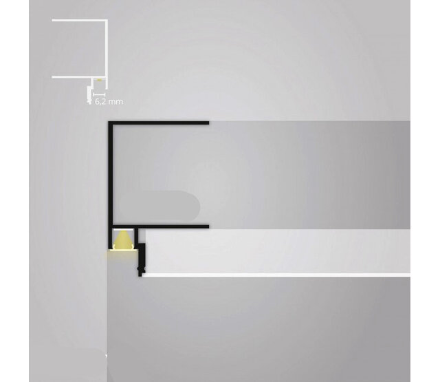 LED Gipsprofil 2 Meter, 43,5 mm x 28,32 mm, GIPSSLIM01ZWART - Opal / Milchweiß (80%), LED Streifen-Einbauprofil für indirekte Beleuchtung, präzise Kanten, hochwertiges Aluminium, ideal für moderne Raumgestaltung LED Gipsprofil 2 Meter, 43,5 mm x 28,32 mm, GIPSSLIM01ZWART - Opal / Milchweiß (80%), LED Streifen-Einbauprofil für indirekte Beleuchtung, präzise Kanten, hochwertiges Aluminium, ideal für moderne Raumgestaltung