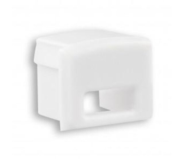 06WEISS Endkappe mit Kabeldurchführung für LED-Streifen, Aluminiumprofil, 6 mm Nutbreite, 1 m Länge, IP20, inkl. Montagezubehör, ideal für LED-Beleuchtungssysteme