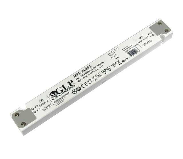LED-Treiber 45 Watt 24 Volt 1,87 Ampere – IP20 – kompakt – GLP – für LED-Streifen und Beleuchtung – effiziente Stromversorgung – Made for Germany LED-Treiber 45 Watt 24 Volt 1,87 Ampere – IP20 – kompakt – GLP – für LED-Streifen und Beleuchtung – effiziente Stromversorgung – Made for Germany