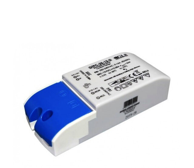 24V 25W 1,04A dimmbares LED-Netzteil mit Phasenabschnitt-Dimmung – IP20 Schutzklasse – GTPC-25-24-D – Für LED-Streifen im Innenbereich