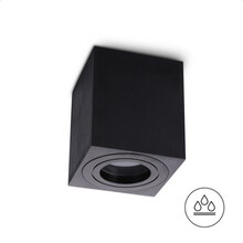Wasserdichte quadratische schwarze GU10 Außenleuchte Ø 80x95mm - AQUARIUS