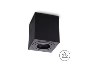 Wasserdichte quadratische schwarze GU10 Außenleuchte Ø 80x95mm - AQUARIUS