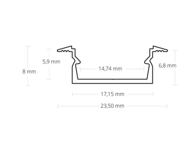 2m LED-Einbauprofil mit opaker Klickabdeckung, 14,74mm x 8mm, für LED-Streifen, Aluminium, INBOUW04ALU – Sonderangebot 2m LED-Einbauprofil mit opaker Klickabdeckung, 14,74mm x 8mm, für LED-Streifen, Aluminium, INBOUW04ALU – Sonderangebot