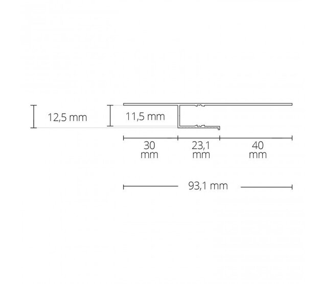 LED-Trockenbauprofil 2 Meter (93,1 mm x 12,5 mm) für Gipskarton – Modell GIPS12WEISS – Pulverbeschichtetes Aluminium, inklusive opaler und klarer Polycarbonat-Abdeckung, ideal für LED-Streifen bis 11,5 mm