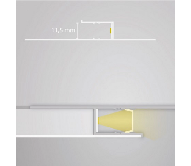 LED-Trockenbauprofil 2 Meter (93,1 mm x 12,5 mm) für Gipskarton – Modell GIPS12WEISS – Pulverbeschichtetes Aluminium, inklusive opaler und klarer Polycarbonat-Abdeckung, ideal für LED-Streifen bis 11,5 mm