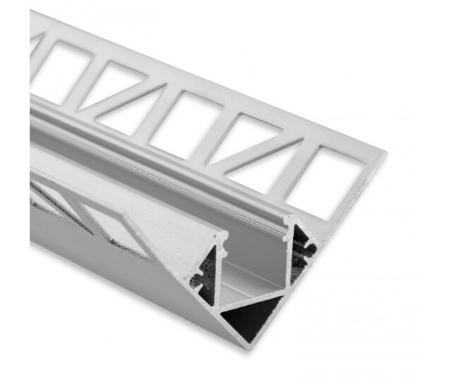 LED-Gips-Innenwinkelprofil 2 Meter, 43 x 43 mm, Modell C23STUC, hochwertiges Aluminiumprofil für LED-Streifen, inklusive opaler Abdeckung, einfache Montage