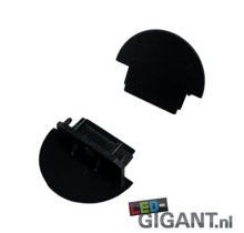 Schwarze Endkappe mit Kabeldurchführung 09ZWART-INBOUW für LED-Streifen, IP20, 12-24V, 8mm Durchmesser, ideal für Inneninstallationen, präzise Verarbeitung, kompatibel mit LED-Profilsystemen
