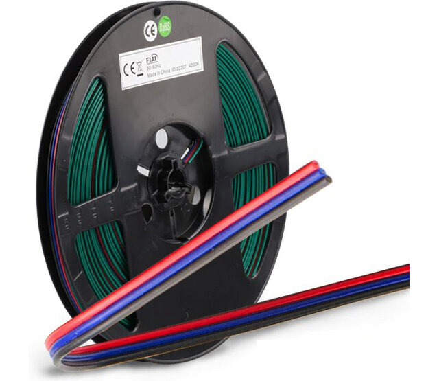 3-polige LED Streifen Anschlusskabel - 0,5 mm² Querschnitt - 10 Meter Rolle - für Dual White LED Streifen - geeignet für 24V/12V RGBW Beleuchtung 3-polige LED Streifen Anschlusskabel - 0,5 mm² Querschnitt - 10 Meter Rolle - für Dual White LED Streifen - geeignet für 24V/12V RGBW Beleuchtung