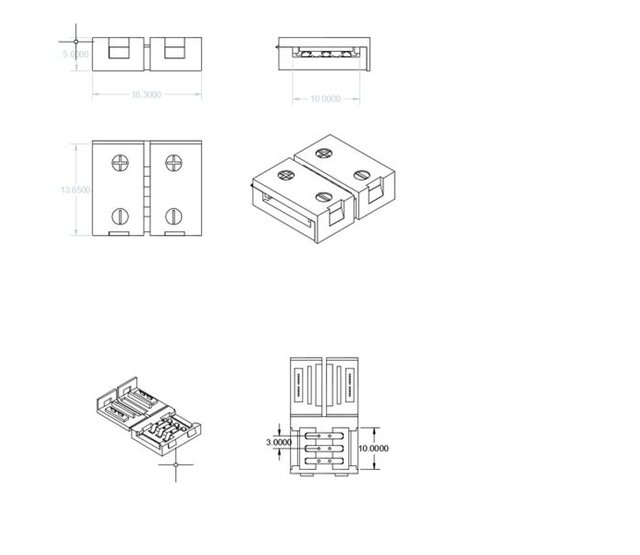 3-poliger LED Streifen Verbinder für 10 mm breite Dual White LED Streifen – Modell 112563