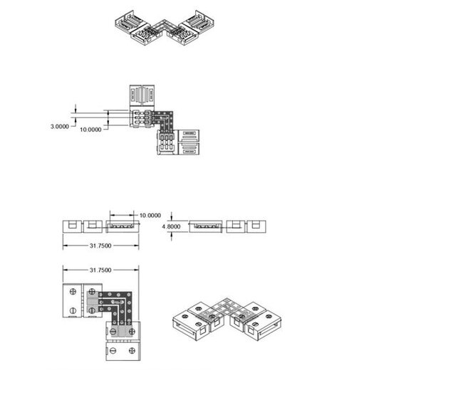 Winkelverbinder für 10mm Dual White LED Streifen – 3-adrig, 10mm Breite, geeignet für 2-Weiß-LED-Streifen, präzise Montage, Artikelnummer 112562