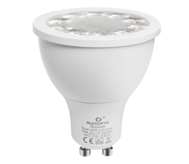 Gledopto Zigbee GU10 LED Spot RGBCCT 4W (2000K-6500K) – Dimmbare RGB+CCT LED-Lampe mit Farbtemperaturregelung, Smart Home-fähig, 36° Abstrahlwinkel, 350lm, für Alexa & Google Home