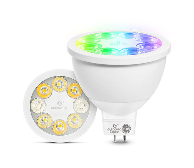 Gledopto Zigbee-fähige MR16 LED-Spotlampe RGBCCT, 4 Watt, 12 Volt, dimmbar, 2000K-6500K Farbtemperatur, RGB + Weißlicht, smart steuerbar