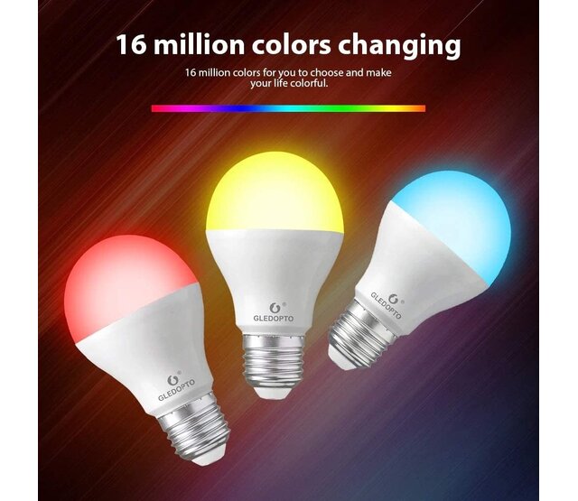 Gledopto Zigbee E27 LED Spot RGBCCT 6W (2000K-6500K) dimmbar, 16 Mio. Farben, 270° schwenkbar, smart steuerbar, kompatibel mit Alexa/Google Home, 60 lm/W, IP20