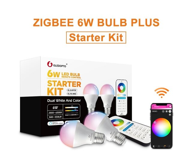 2x Gledopto Zigbee E27 LED Spot RGBCCT 6W (2000K-6500K) Starter Kit – Dimmbare RGB+CCT LED-Leuchte, 16 Mio. Farben, 2700lm, Smart Home-fähig, kompatibel mit Alexa & Google Home 2x Gledopto Zigbee E27 LED Spot RGBCCT 6W (2000K-6500K) Starter Kit – Dimmbare RGB+CCT LED-Leuchte, 16 Mio. Farben, 2700lm, Smart Home-fähig, kompatibel mit Alexa & Google Home