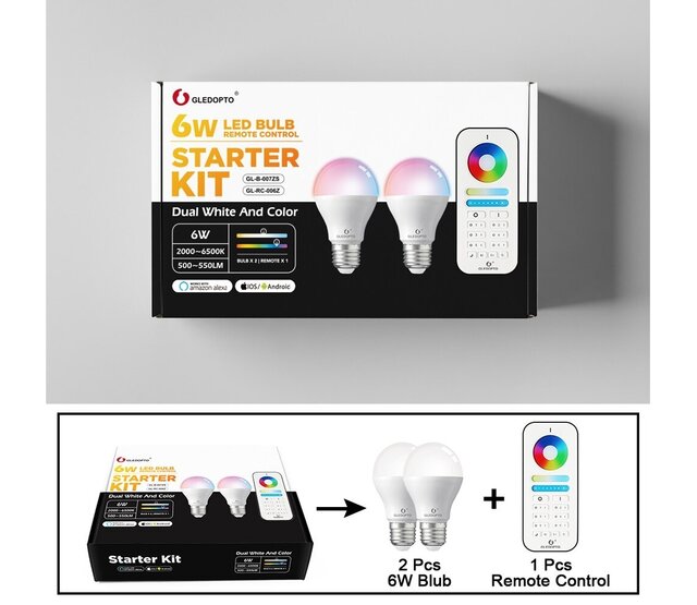 2x Gledopto Zigbee E27 LED Spot RGBCCT 6W (2000K-6500K) Starter Kit – Dimmbare RGB+CCT LED-Leuchte, 16 Mio. Farben, 2700lm, Smart Home-fähig, kompatibel mit Alexa & Google Home 2x Gledopto Zigbee E27 LED Spot RGBCCT 6W (2000K-6500K) Starter Kit – Dimmbare RGB+CCT LED-Leuchte, 16 Mio. Farben, 2700lm, Smart Home-fähig, kompatibel mit Alexa & Google Home
