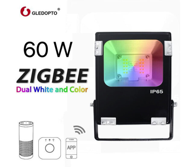 Gledopto Zigbee-fähige LED-Fluterleuchte RGBCCT 60W (2000K-6500K) – Smarthome-kompatibel, dimmbar, 16 Mio. Farben, IP65, für Außen- und Innenbereich, 60 Watt, 2550 Lumen Gledopto Zigbee-fähige LED-Fluterleuchte RGBCCT 60W (2000K-6500K) – Smarthome-kompatibel, dimmbar, 16 Mio. Farben, IP65, für Außen- und Innenbereich, 60 Watt, 2550 Lumen
