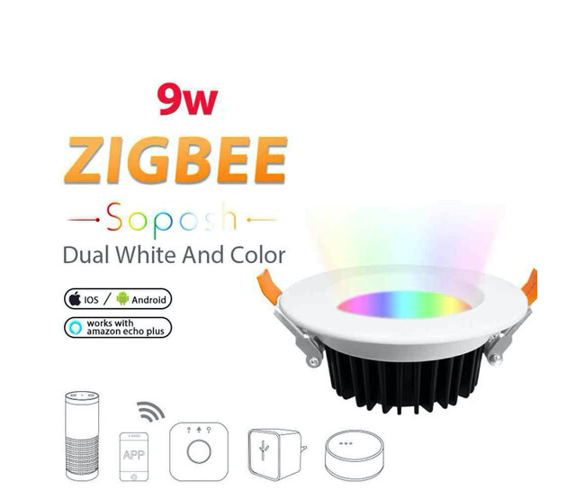 Gledopto Zigbee LED Einbaustrahler RGBCCT 9W (2000K-6500K) – Smart Home kompatibel, dimmbar, 16 Mio. Farben, Tunable White, IP44, für Alexa, Google Home & Apple HomeKit Gledopto Zigbee LED Einbaustrahler RGBCCT 9W (2000K-6500K) – Smart Home kompatibel, dimmbar, 16 Mio. Farben, Tunable White, IP44, für Alexa, Google Home & Apple HomeKit