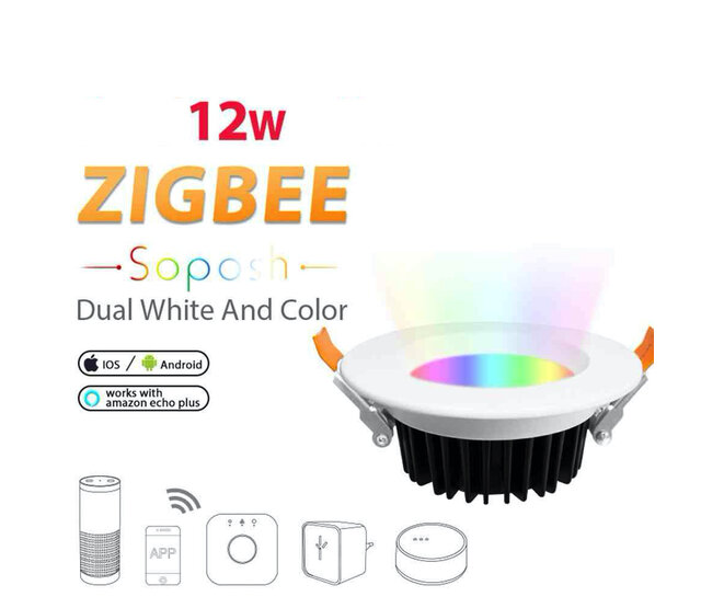 Gledopto Zigbee LED Einbaustrahler RGBCCT 12W (2000K-6500K) – Smarthome-kompatibel, dimmbar, 16 Mio. Farben, Tunable White, IP44, für Alexa & Google Home, 120° Lichtwinkel, 1055lm, 230V Gledopto Zigbee LED Einbaustrahler RGBCCT 12W (2000K-6500K) – Smarthome-kompatibel, dimmbar, 16 Mio. Farben, Tunable White, IP44, für Alexa & Google Home, 120° Lichtwinkel, 1055lm, 230V