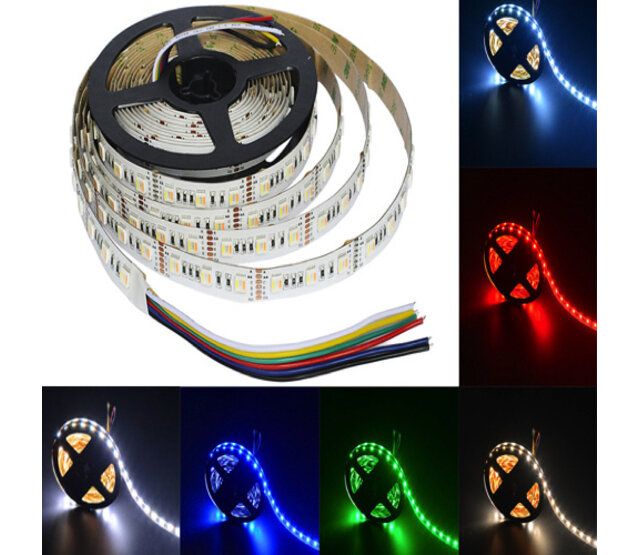 RGB+CCT LED Streifen 21W 1980 Lumen 84 LEDs pro Meter 24V DC IP20 – 5 Meter Hochleistungs-LED-Streifen mit RGB- und Weißlichtsteuerung