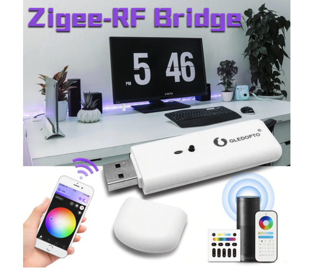 Zigbee LED-Controller zur Steuerung von 2,4-GHz-RF-Bridge für LED-Streifen – Kompatibel mit Smart-Home-Systemen, dimmbar, RGB & Weiß, bis zu 255 Geräte ansteuerbar Zigbee LED-Controller zur Steuerung von 2,4-GHz-RF-Bridge für LED-Streifen – Kompatibel mit Smart-Home-Systemen, dimmbar, RGB & Weiß, bis zu 255 Geräte ansteuerbar