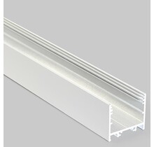 1m LED Aluminiumprofil XL11WEISS für LED-Streifen, 33,4mm x 29,6mm, niedrige Klickabdeckung, optimale Lichtverteilung, weiß, hochwertige Montage für Innenbeleuchtung, passend für 10mm breite LED-Streifen