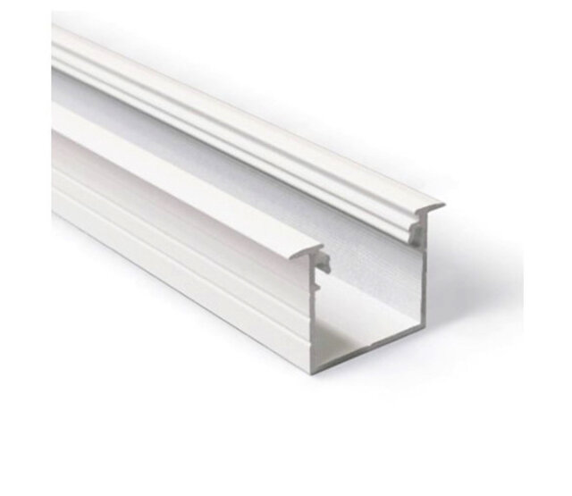 LED Aluminiumprofil 2 Meter mit Diffusorabdeckung, 30mm x 20,4mm, für 20mm breite LED Streifen, Einbauleiste in Weiß, hochwertige Lichtstreuung, präzise Maße